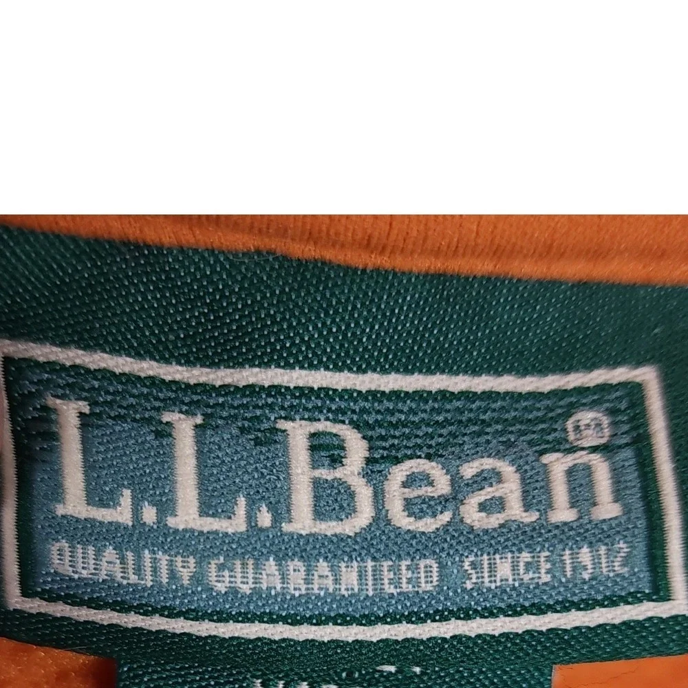 LL Bean Fleece Vest‎ Orange Full Zip Pockets Men's Size S Regular Outdoor